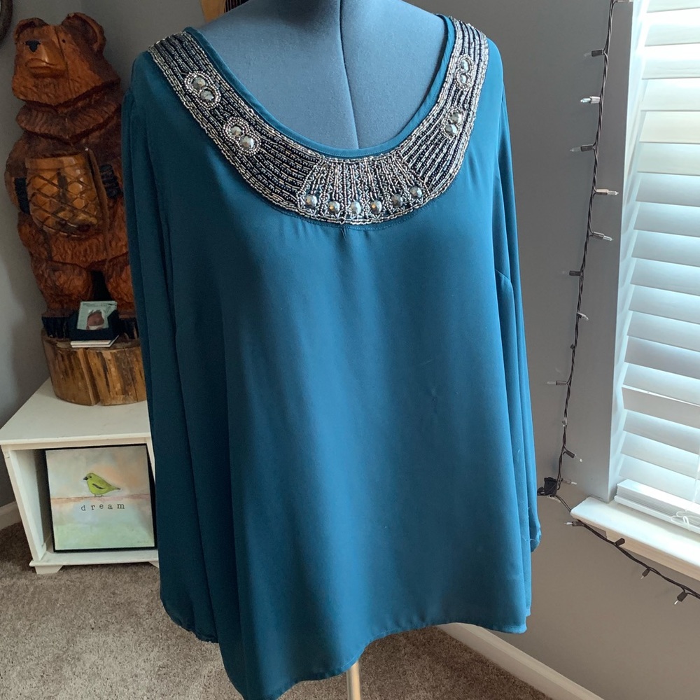 Maurice’s sheer blue bling blouse